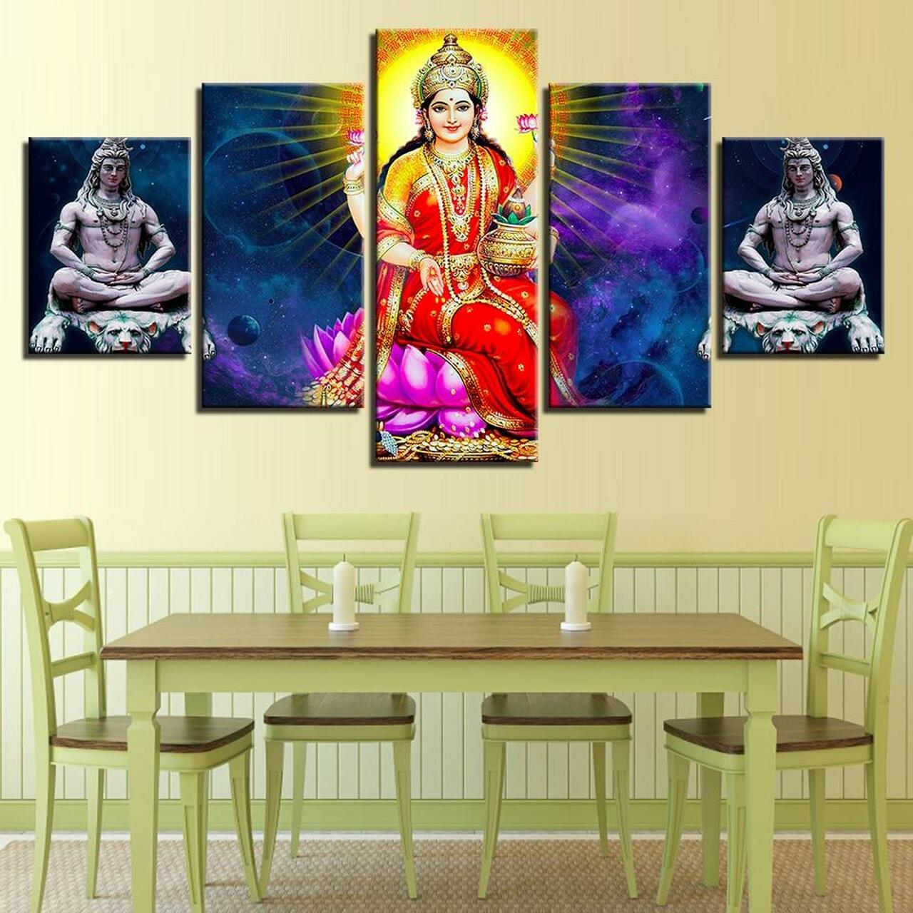 Laxmi And Shiva Canvas Wall Art