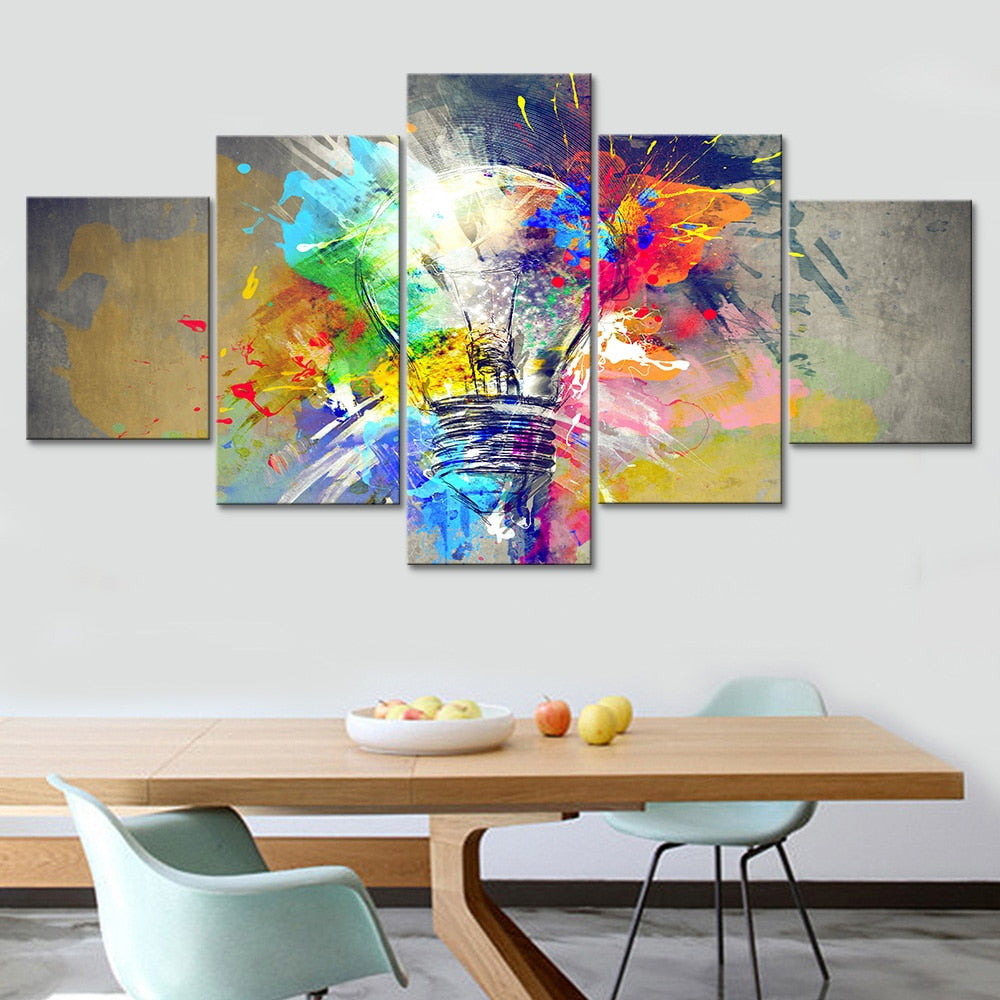 Light Bulb Color Abstract Canvas Wall Art