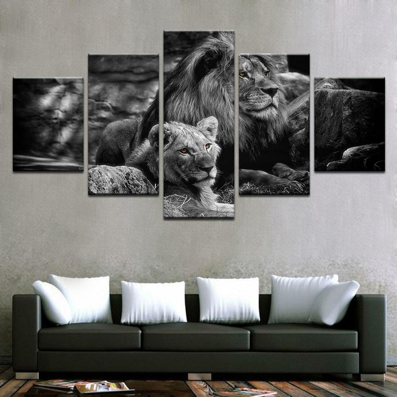 Lion And Lioness Canvas Wall Art