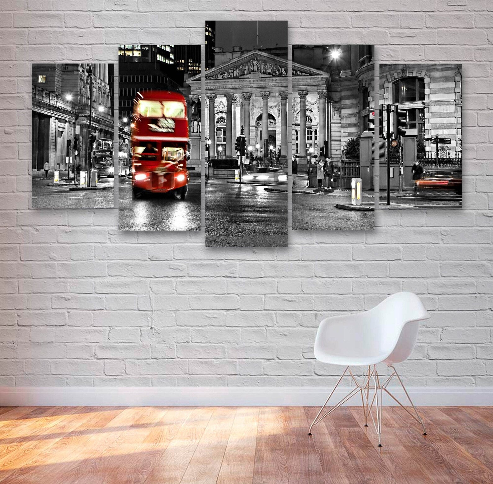 London Bus By Night Canvas Wall Art