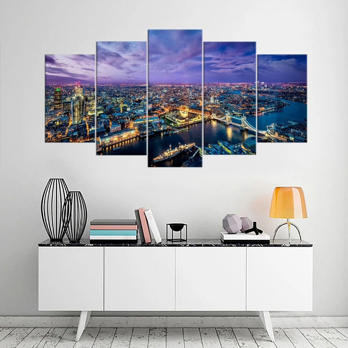 London Skyline At Night Cityscape Canvas Wall Art