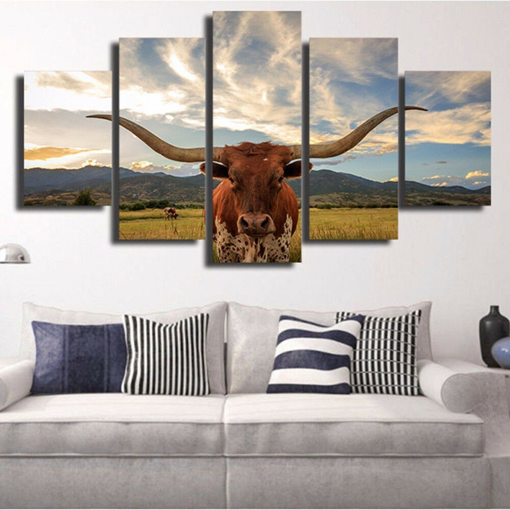 Longhorn Cattle Ox Cow Canvas Wall Art