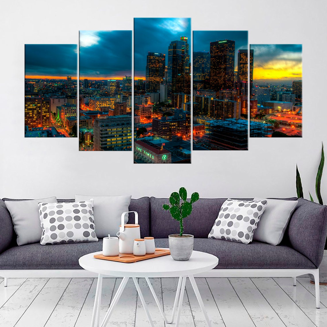 Los Angeles Sunset Cityscape Canvas Wall Art