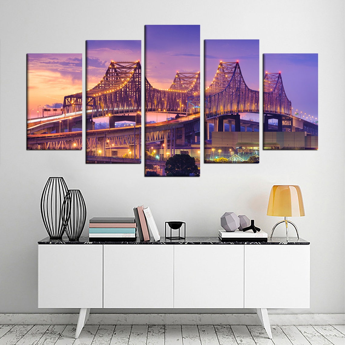 Louisiana New Orleans Bridge Crescent City Canvas Wall Art