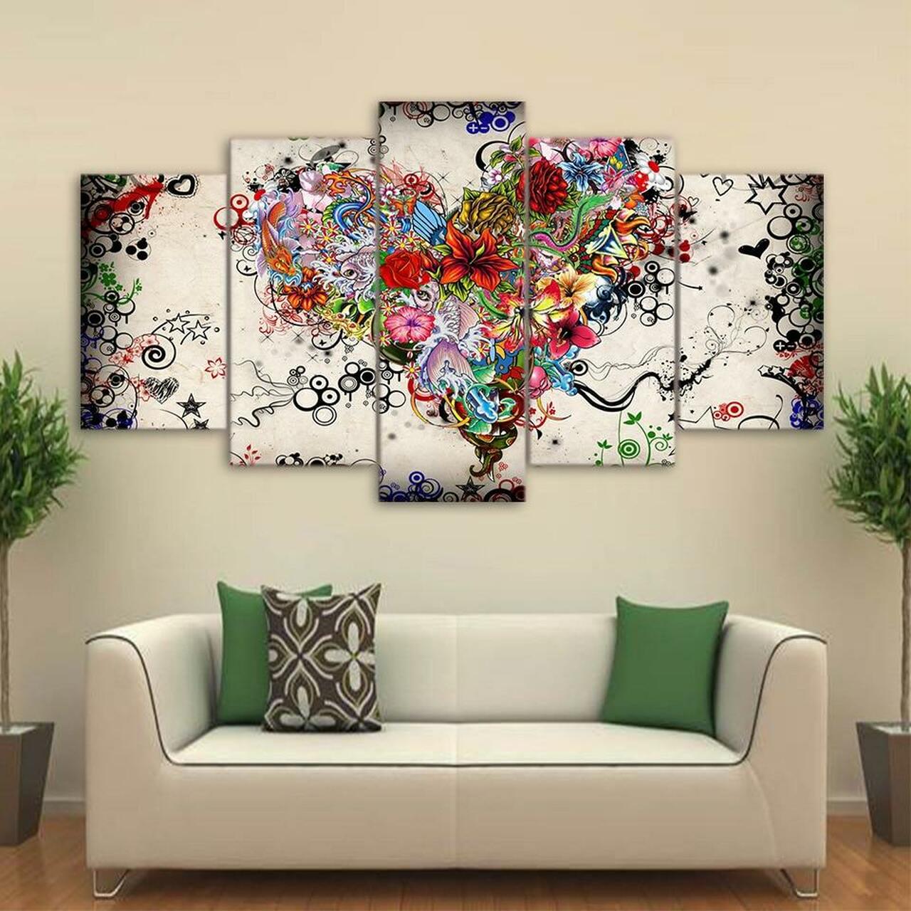 Love With Flowers Canvas Wall Art