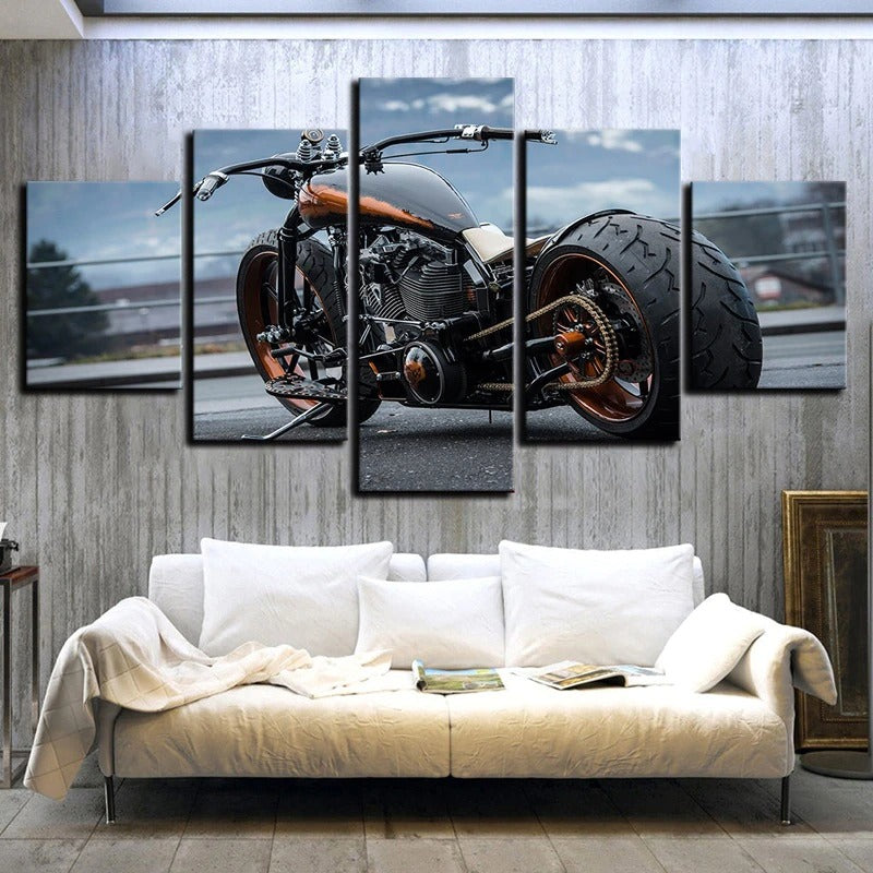 Luxury Retro Motorcycle Canvas Wall Art