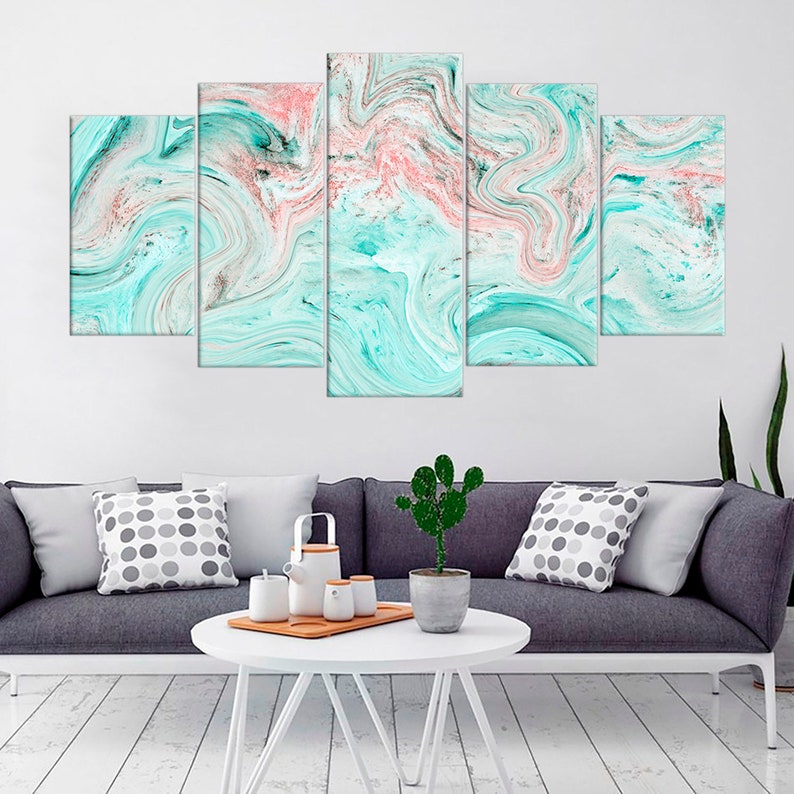 Marble Abstract Background With Red Powder Canvas Wall Art