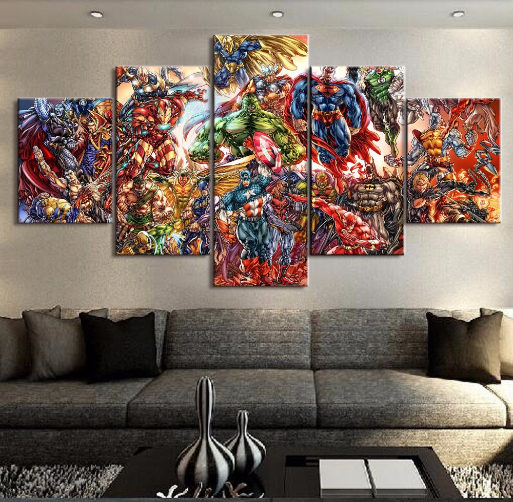 Marvel Dc Mashup Collage Canvas Wall Art