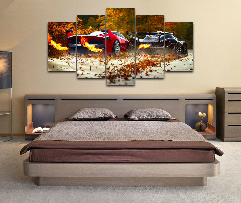 Mclaren P1 Vs Ferrari Fxx K Car Race Canvas Wall Art