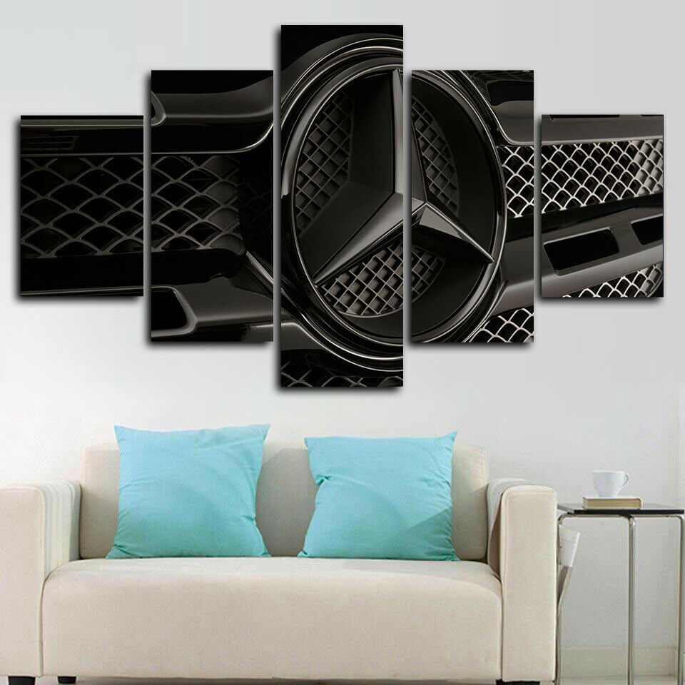 Mercedes Benz Logo Black Canvas Wall Art