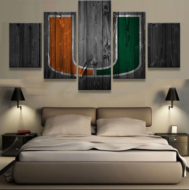 Miami Hurricanes Sports Team Ation Canvas Wall Art