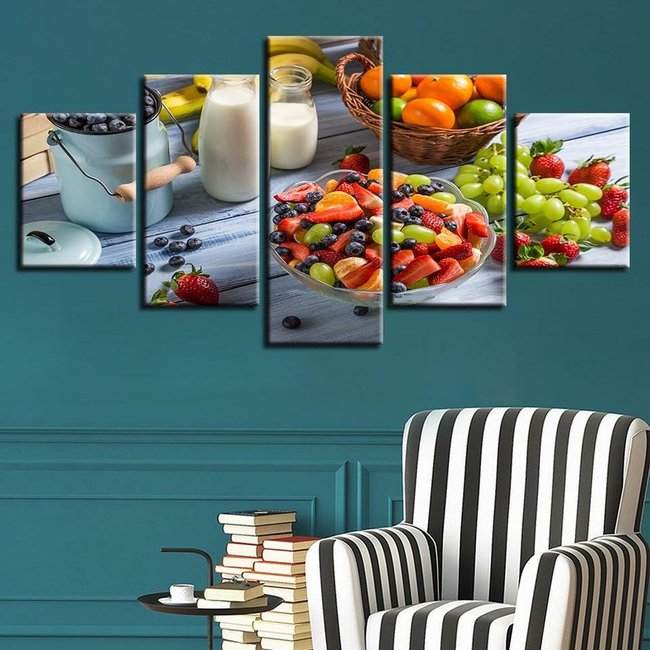 Milk And Fruits Canvas Wall Art