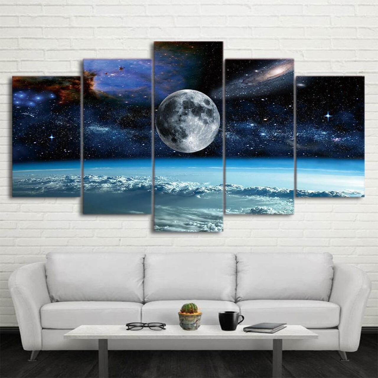 Moon And Stars Canvas Wall Art