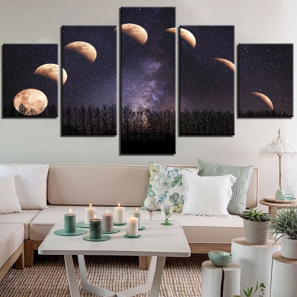Moon Night Lunar Eclipse Canvas Wall Art
