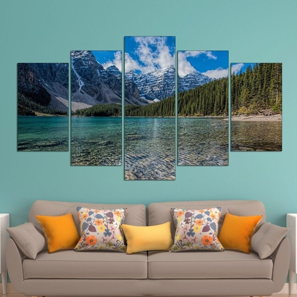 Moraine Lake In Banff National Park Canvas Wall Art
