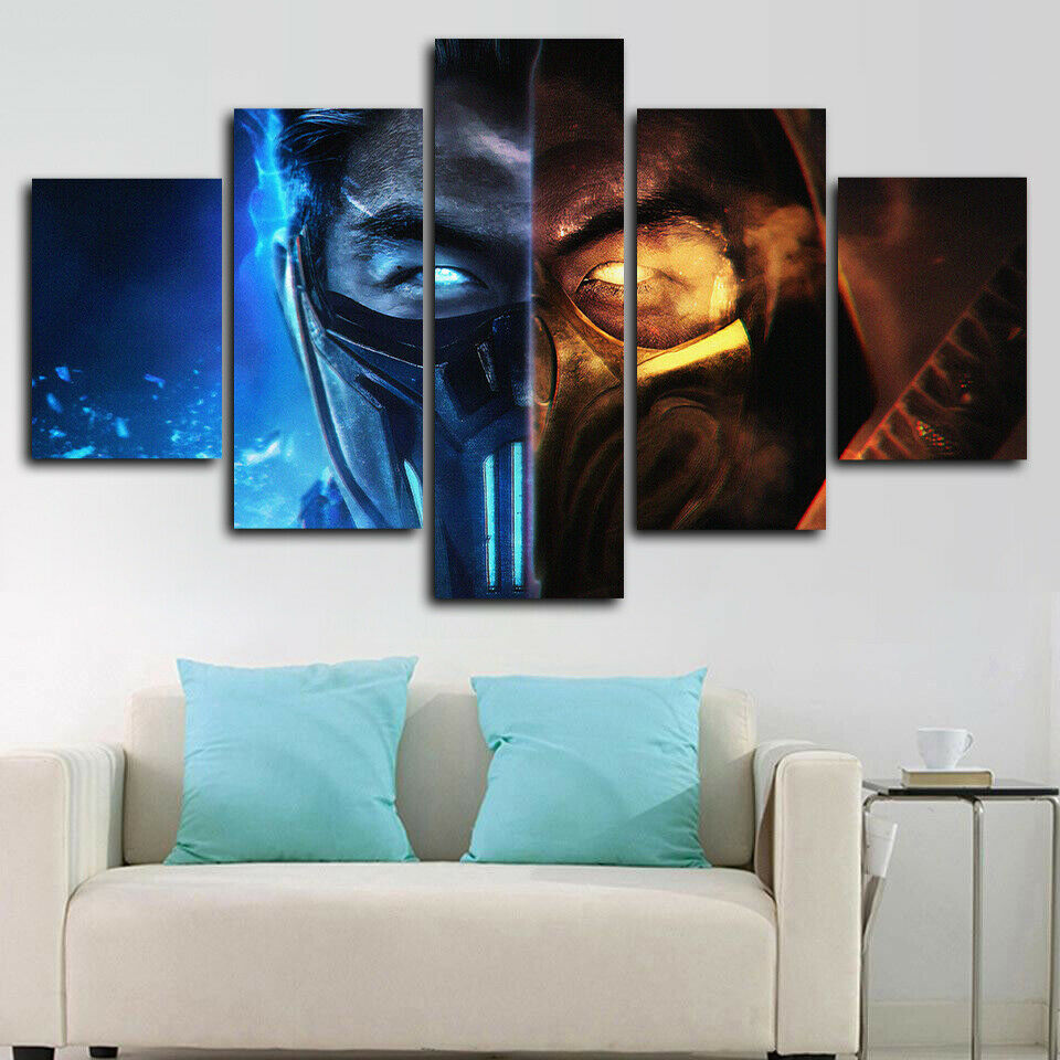 Mortal Kombat Subzero &Amp; Scorpion Face Canvas Wall Art