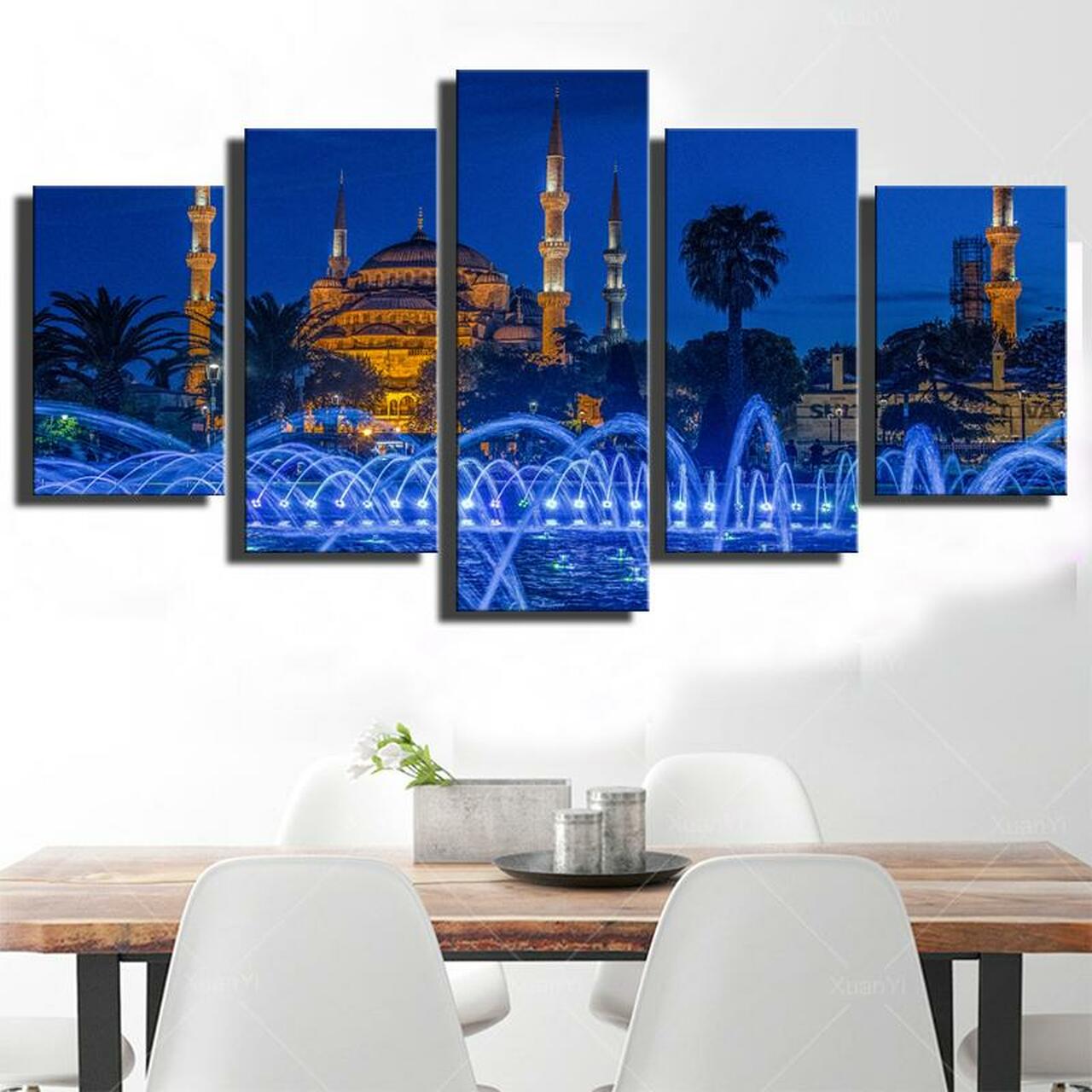 Mosque At Night Canvas Wall Art