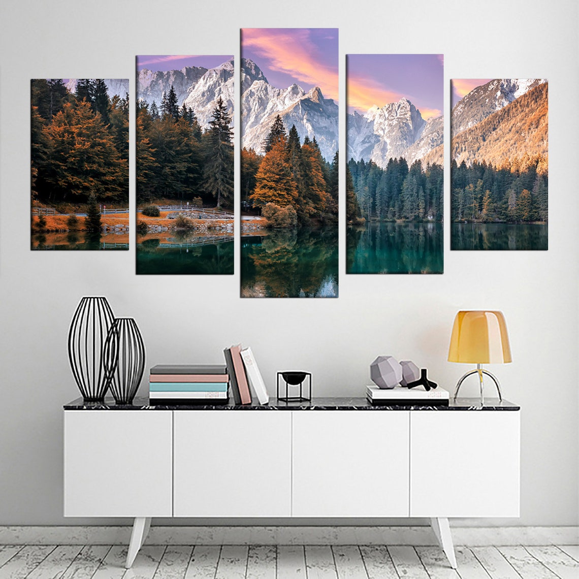 Mountain Lake Nature Park Canvas Wall Art