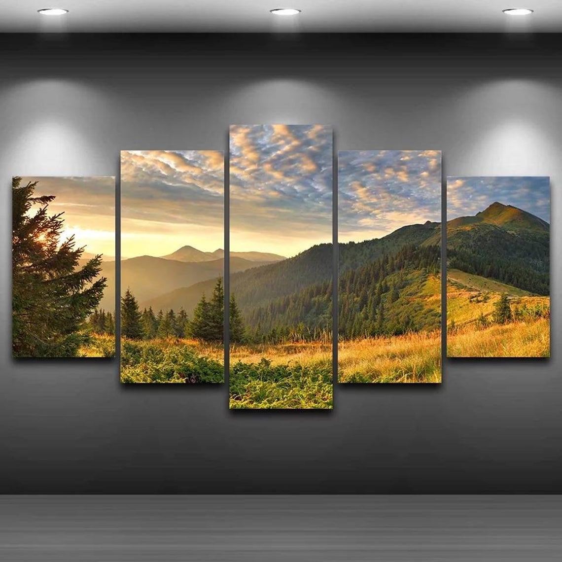 Mountain Landscape Sunset Canvas Wall Art