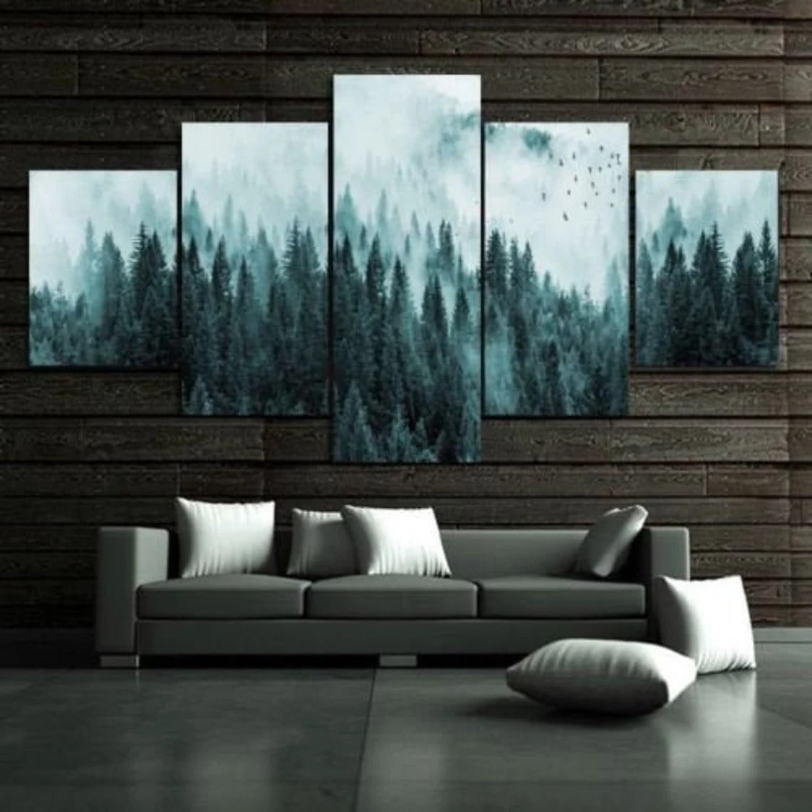 Mountainside Fog Landscape Canvas Wall Art