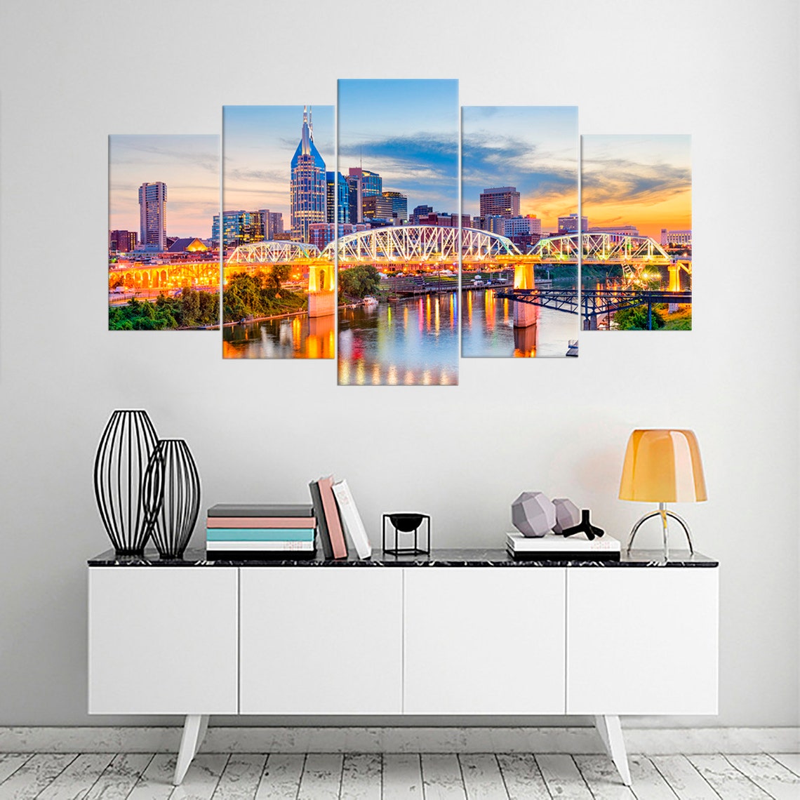 Nashville Tennessee Skyline Cityscape Canvas Wall Art