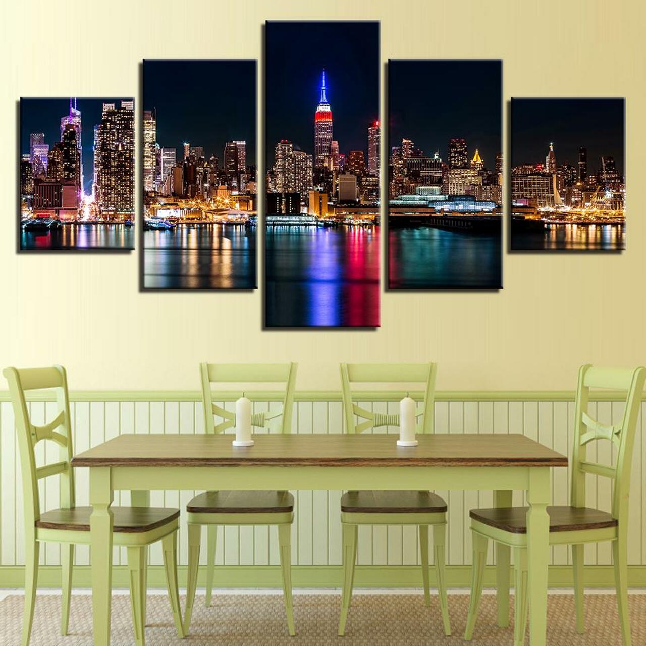 New York Night View Canvas Wall Art