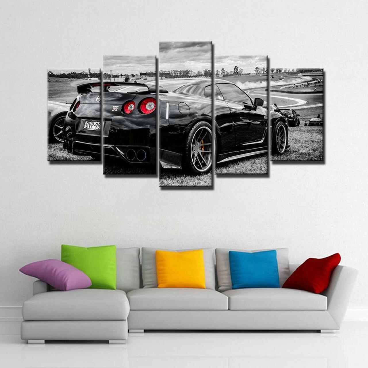 Nissan Gtr Black Canvas Wall Art