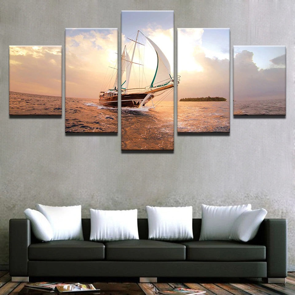 Ocean Sailing Boat On The Sea Canvas Wall Art Ocean Sailing Boat On The Sea Canvas Wall Art