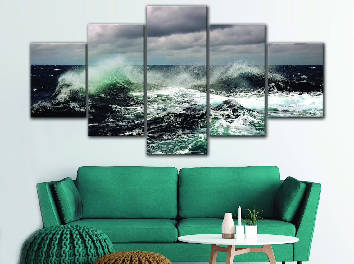 Ocean Storm Wave Canvas Wall Art