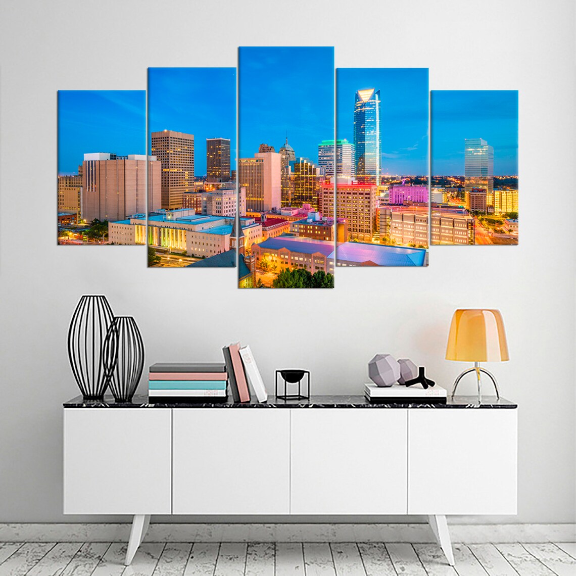 Oklahoma Downtown Cityscape Canvas Wall Art