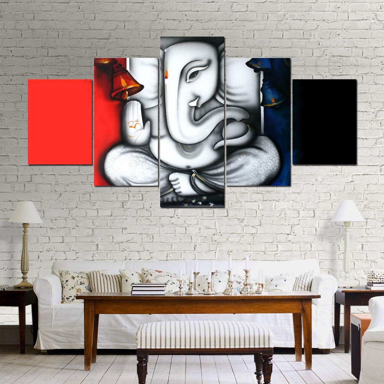 Om Ganesha With Bells Canvas Wall Art