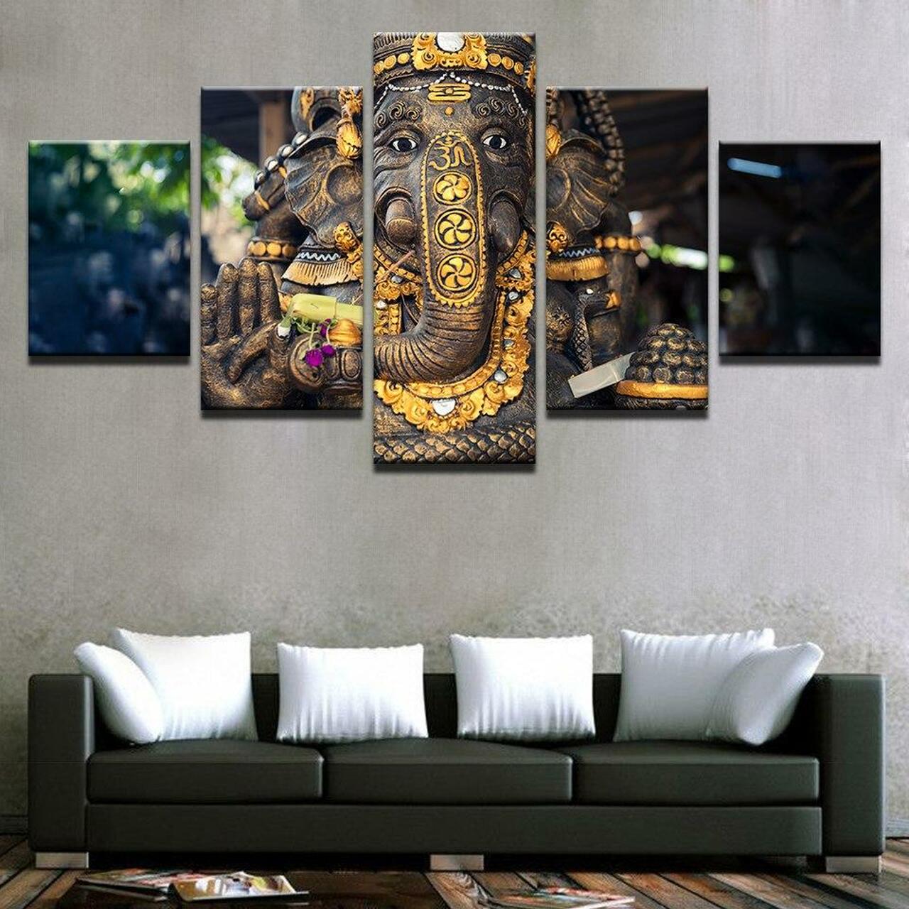 Om Gold Ganesha Canvas Wall Art