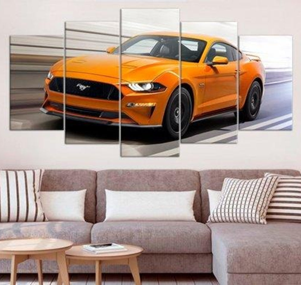 Orange Ford Mustang Canvas Wall Art