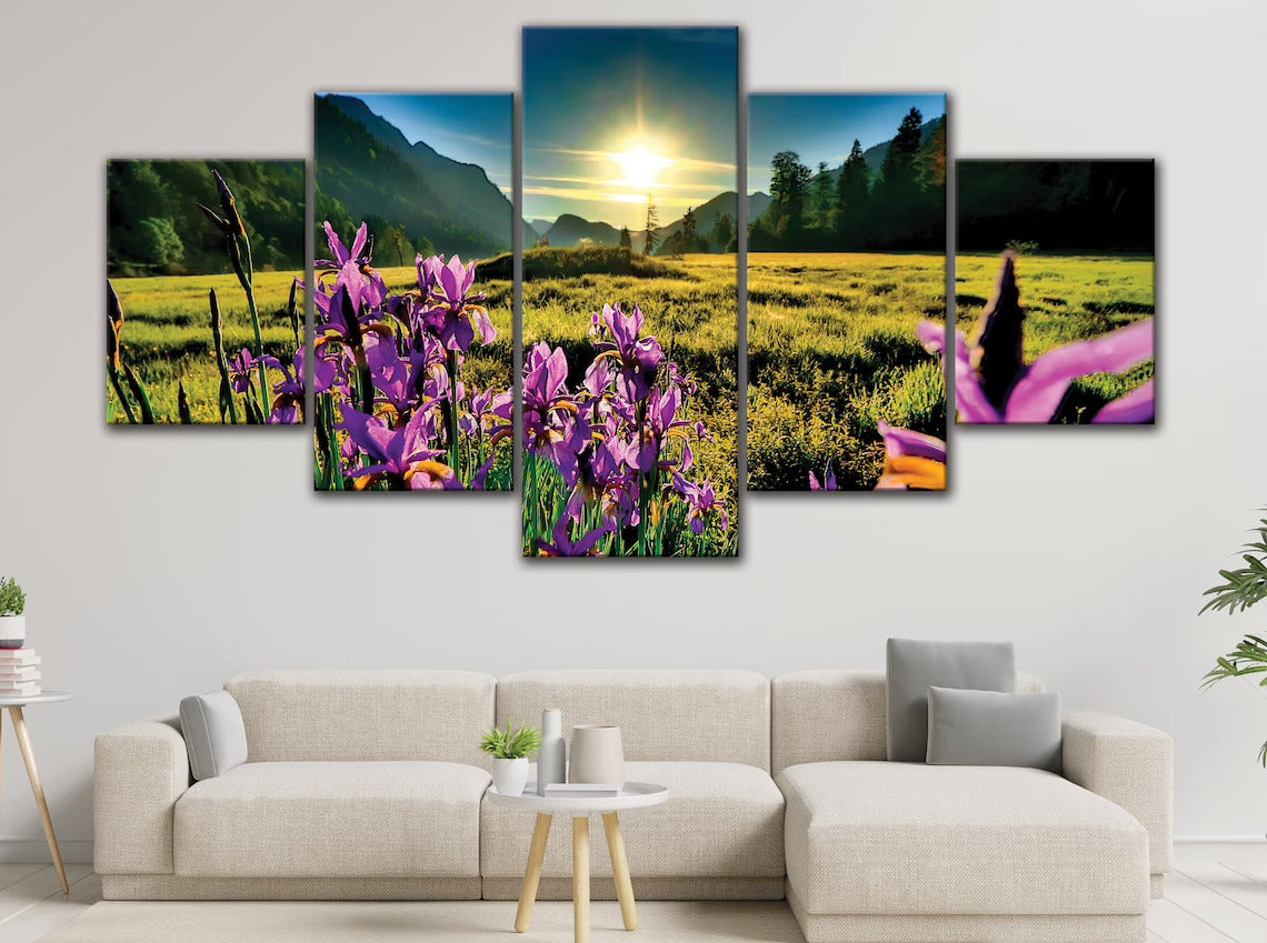 Orchids Field Sunrise Canvas Wall Art