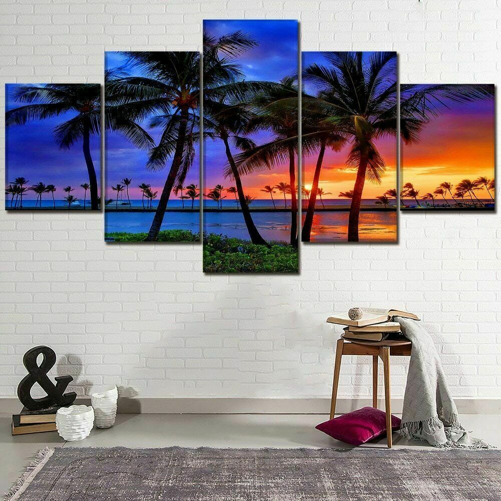 Palm Tree Sunset Beach Canvas Wall Art Palm Tree Sunset Beach Canvas Wall Art