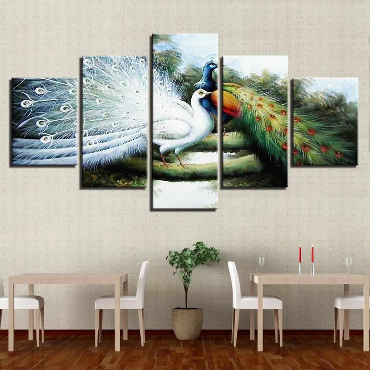 Peacock Couple Canvas Wall Art