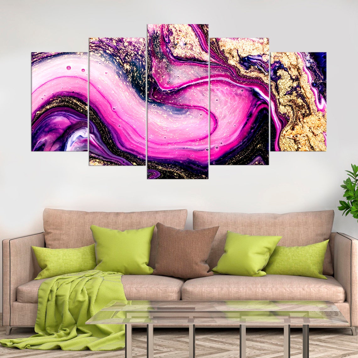 Purple Gold Mint Luxury Marble Canvas Wall Art