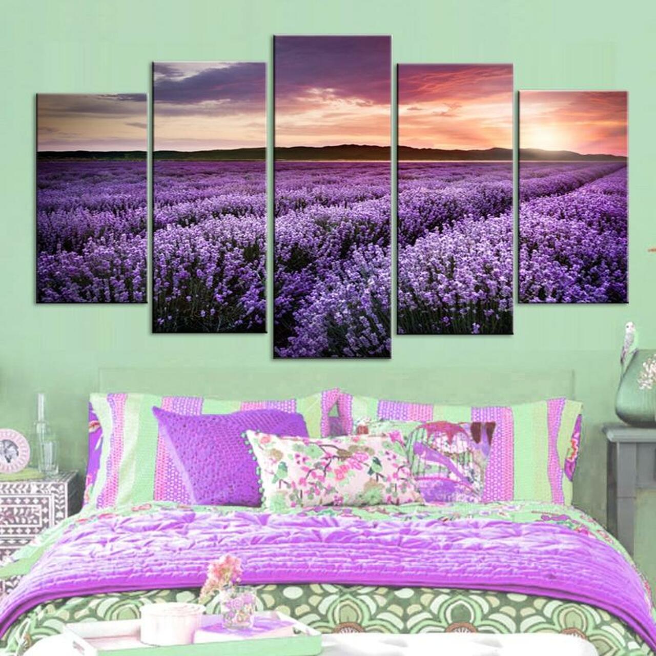 Purple Lavender Flower Farm Canvas Wall Art