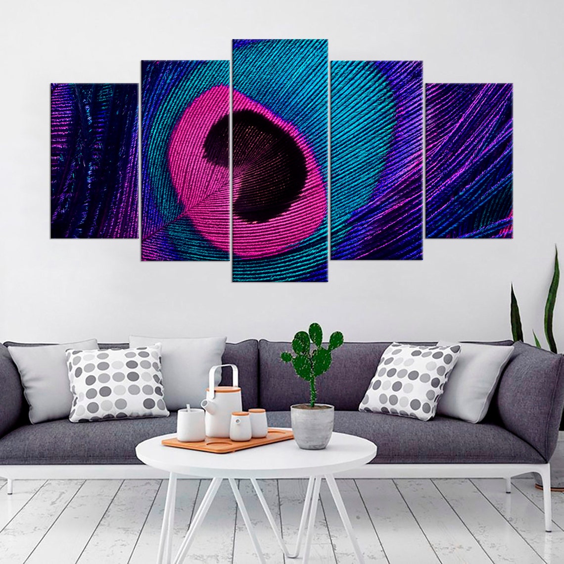 Purple Peacock Feather Canvas Wall Art