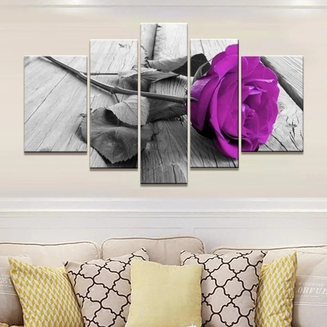 Purple Rose Flower Abstract Canvas Wall Art
