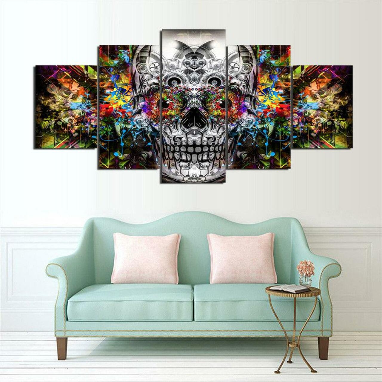 Rainbow Skull Canvas Wall Art