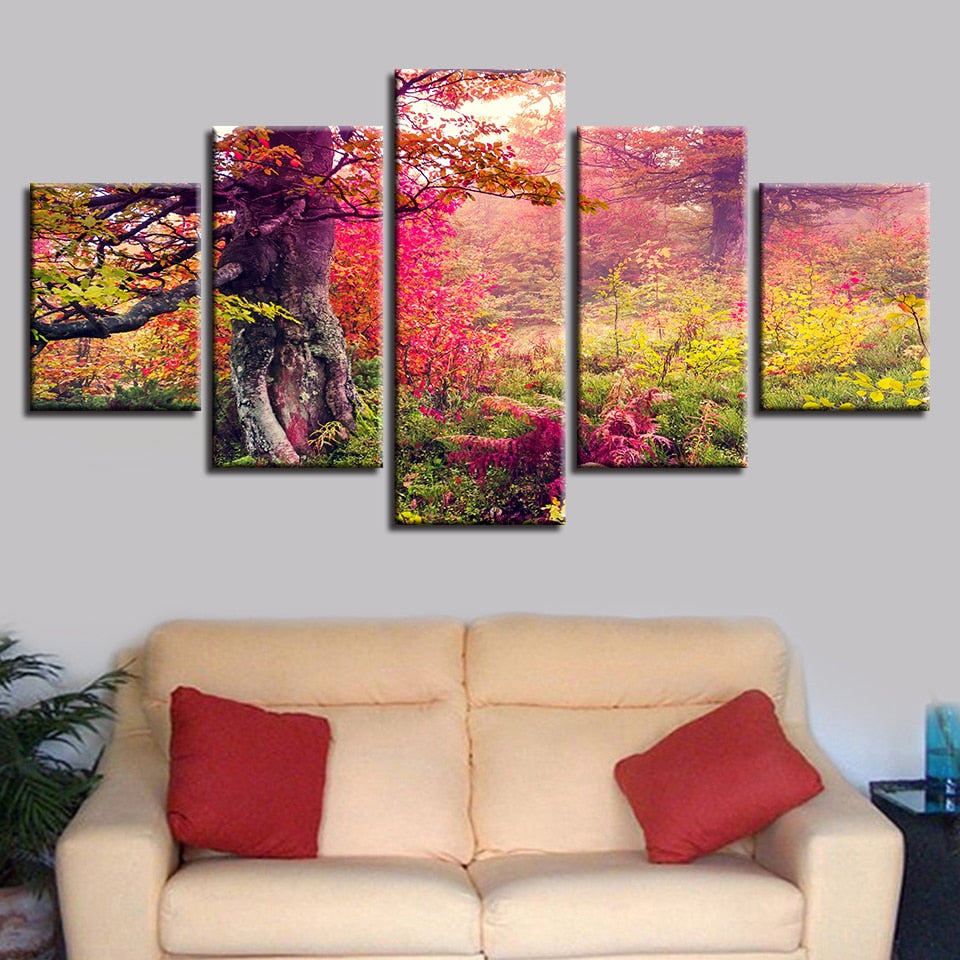 Red Autumn Tree Canvas Wall Art