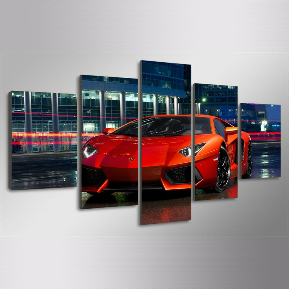 Red Aventador Luxury Sports Car Canvas Wall Art