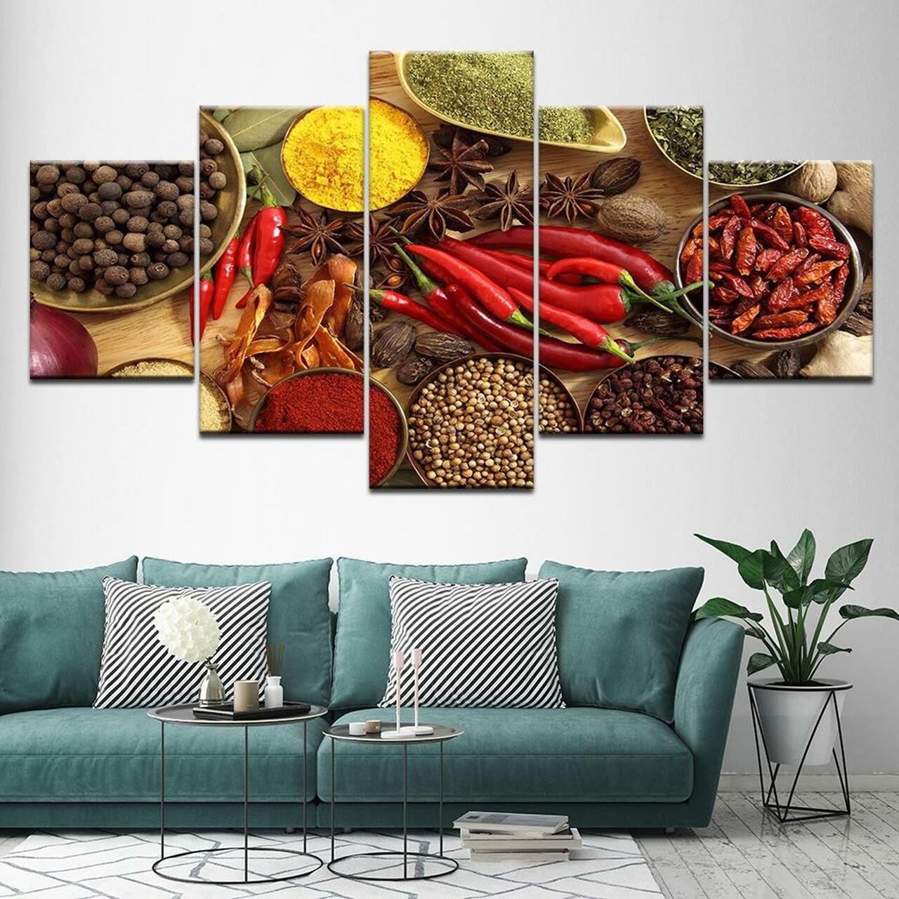Red Chilies And Spices Canvas Wall Art