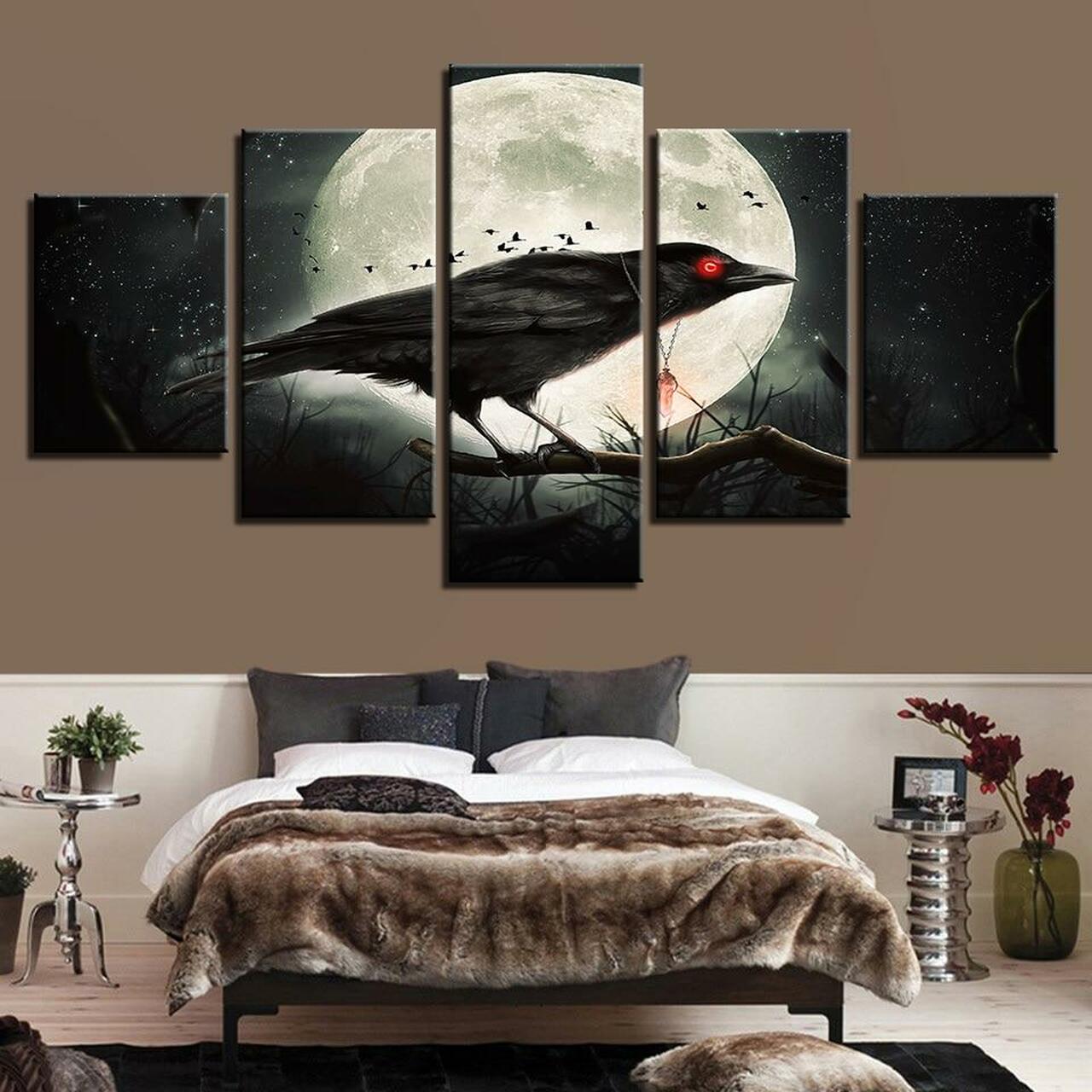 Red Eye Crow Canvas Wall Art