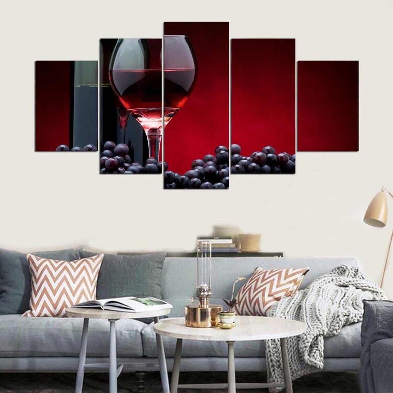 Red Grapes Wine Canvas Wall Art