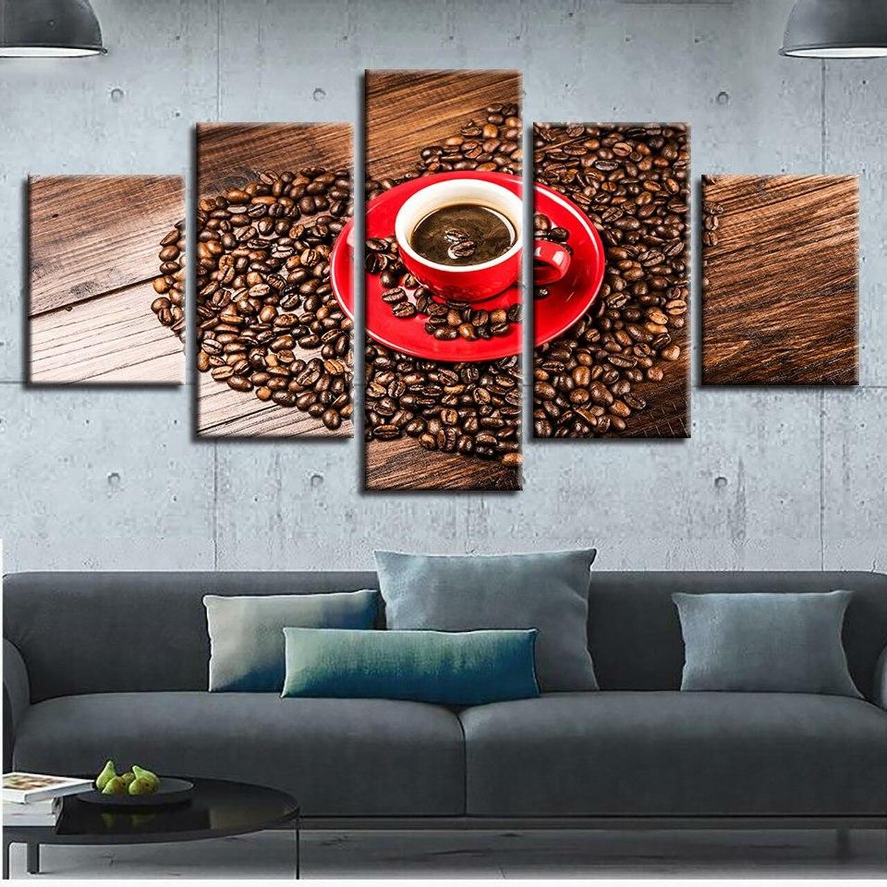 Red Heart Coffee Canvas Wall Art