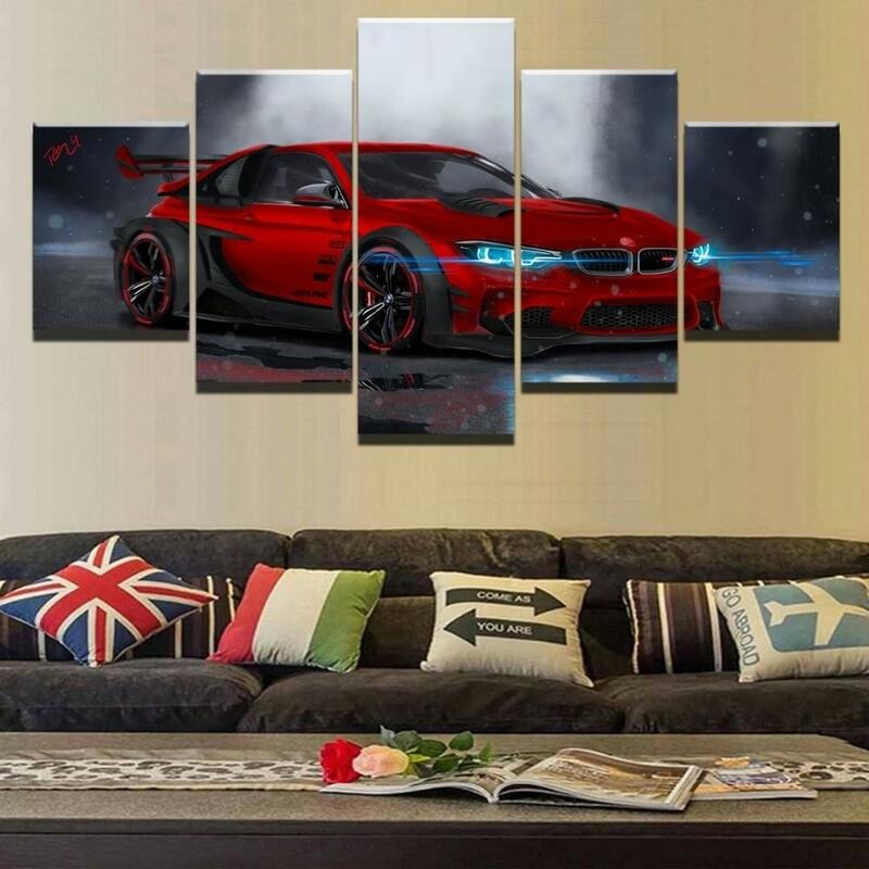 Red M4 Sport Car Canvas Wall Art