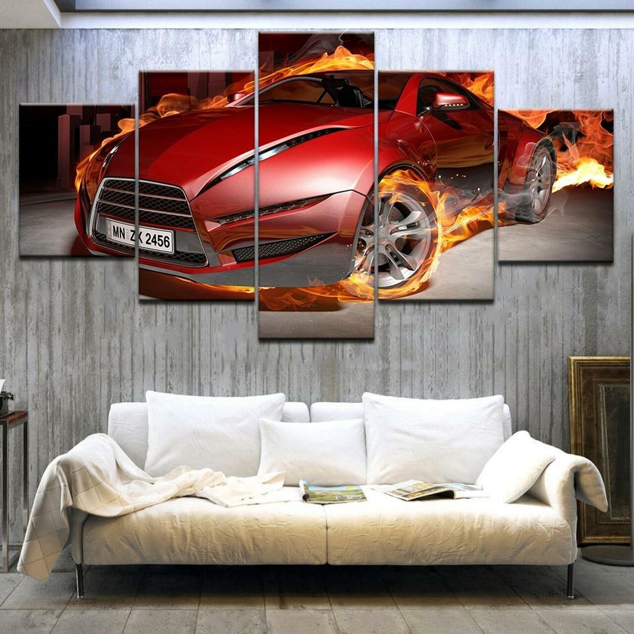 Red Sports Car Canvas Wall Art