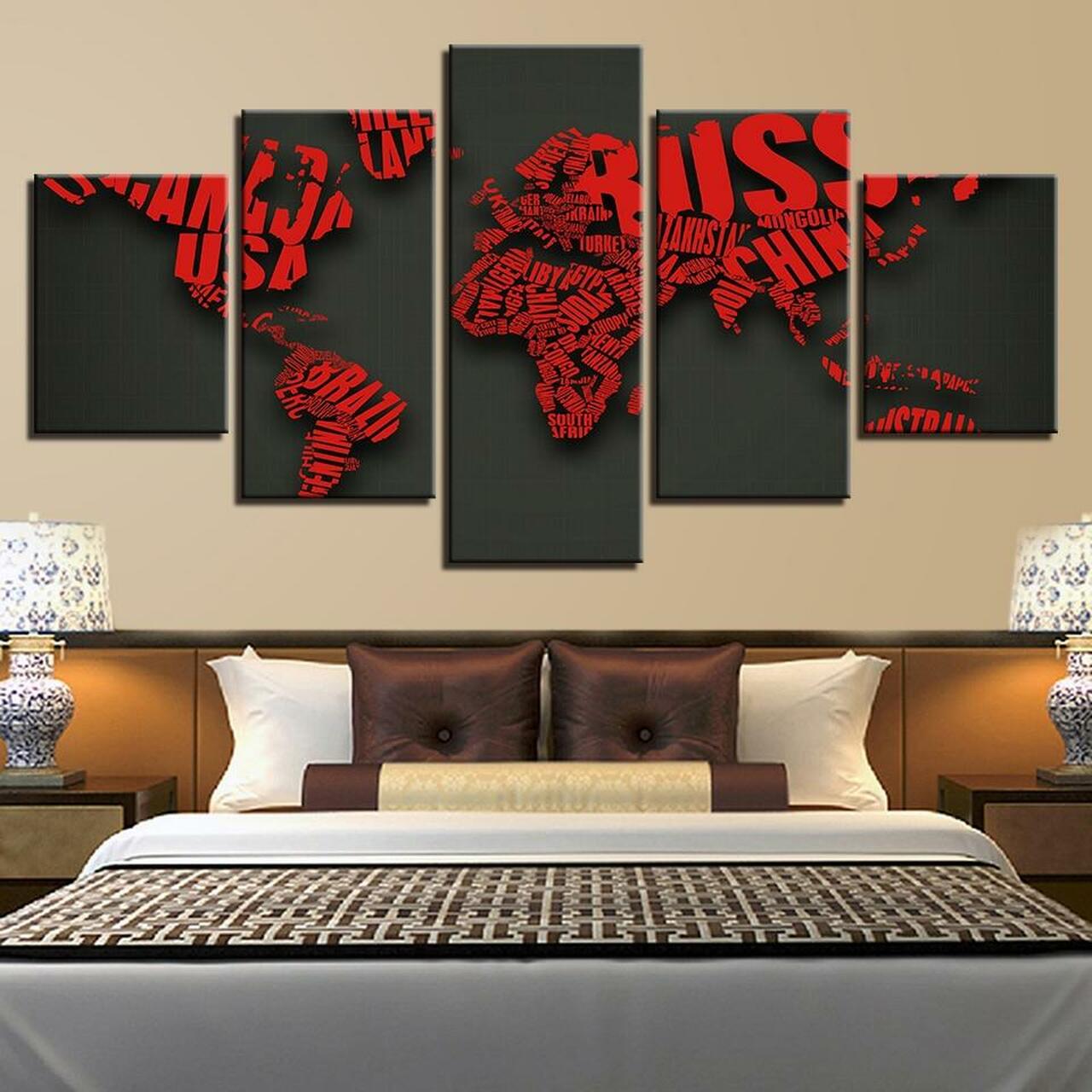 Red World Map Canvas Wall Art